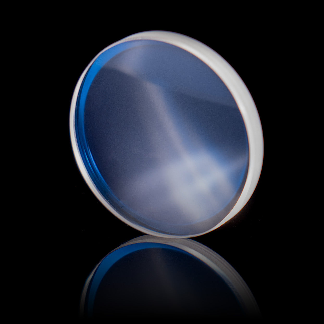A sapphire anti-reflective (AR) coated glass viewport for DeepWater Exploration's (DWE.ai) stellarHD subsea machine vision cameras. This critical optical component ensures maximum light transmission, reduced glare, and exceptional scratch resistance for clear imaging in demanding maritime robotics applications. Engineered for durability and optical performance in deep-sea exploration and offshore inspections.